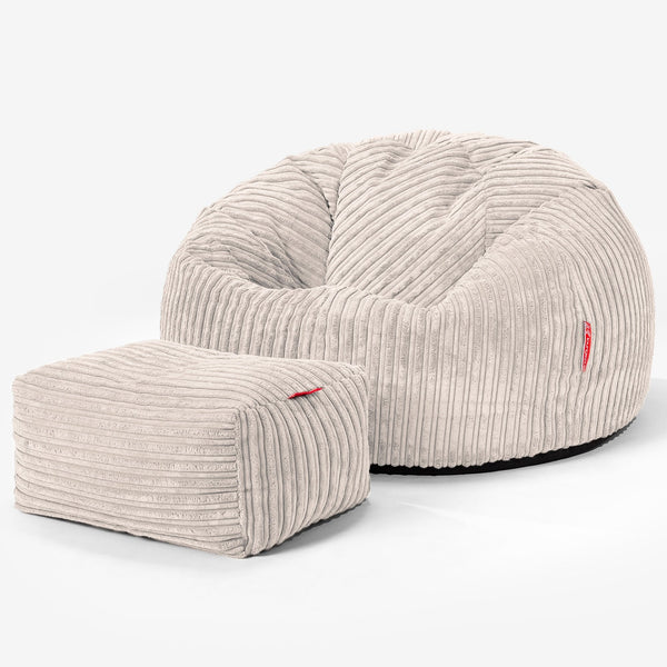 Classic Bean Bag Chair - Cord Ivory 01