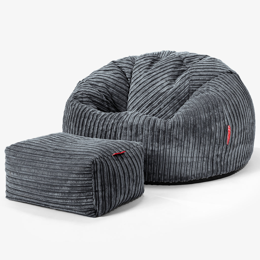 Classic Bean Bag Chair - Cord Steel Grey 02