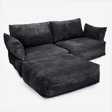 2 Seater Modular Sofa - Cord Black 02