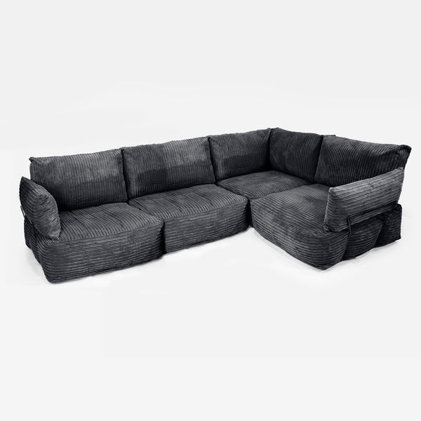 3 Seater Modular Corner Sofa - Cord Black 01