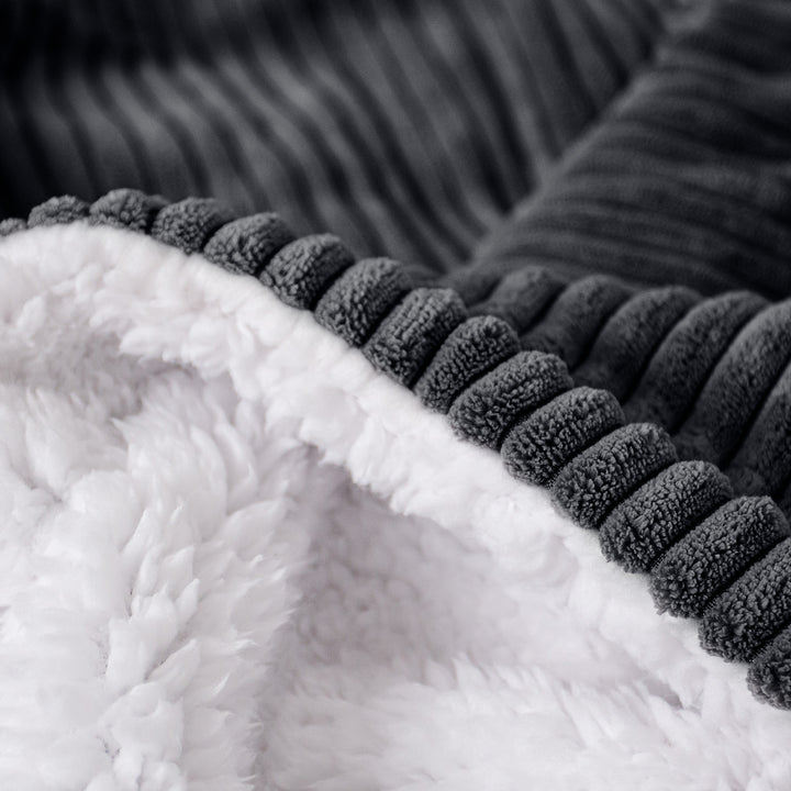 Lounge Pug Cord Black Sherpa Fleece Throw Blanket 100 X 140 cm Big Bertha Original UK