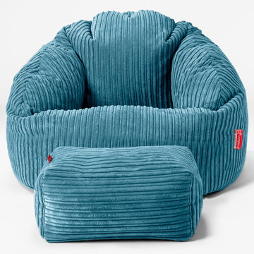 Bubble Bean Bag Chair - Cord Aegean Blue 02