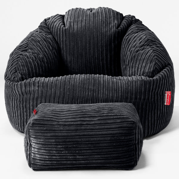 Bubble Bean Bag Chair - Cord Black 01