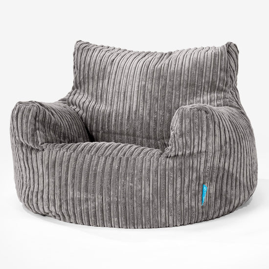 Lounge Pug Cord Childrens Armchair Kids Bean Bag Chair UK Graphite Grey Big Bertha Original UK