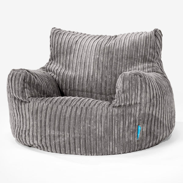 Children's Armchair 3-8 yr Bean Bag - Cord Graphite Grey 01
