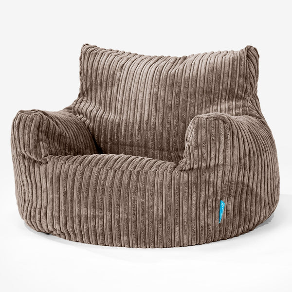 Children's Armchair 3-8 yr Bean Bag - Cord Mocha Brown 01