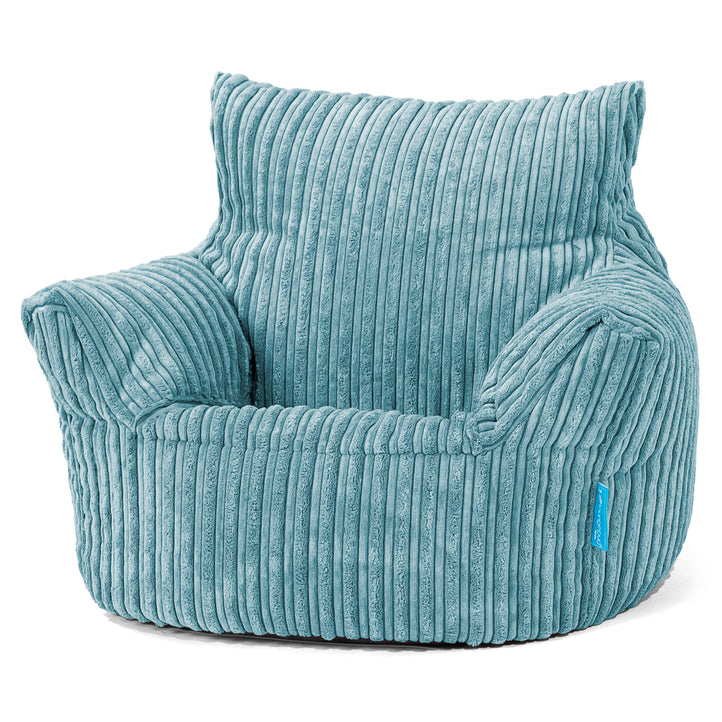 Kids Armchair Bean Bag for Toddlers 1-3 yr - Cord Aegean Blue 01