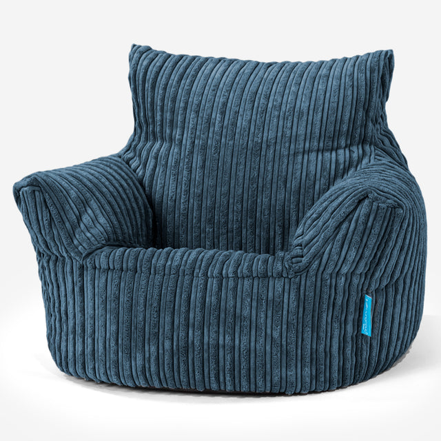 Kids Armchair Bean Bag for Toddlers 1-3 yr - Cord Navy Blue 01