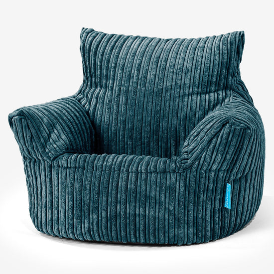 Kids Armchair Bean Bag for Toddlers 1-3 yr - Cord Teal Blue 01
