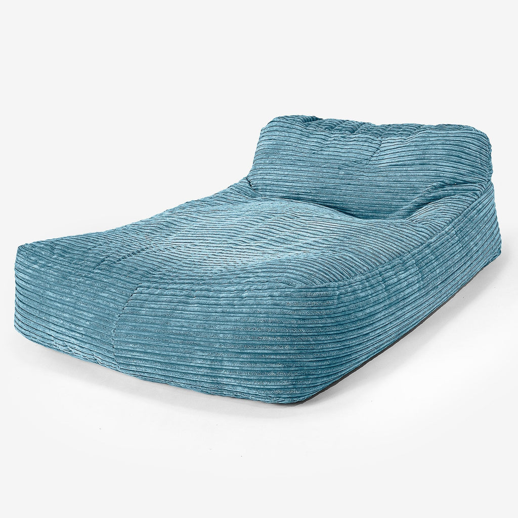 Double Day Bed Bean Bag - Cord Aegean Blue 01