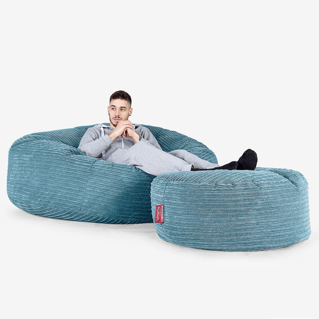Mega Mammoth Bean Bag Sofa - Cord Aegean Blue 02