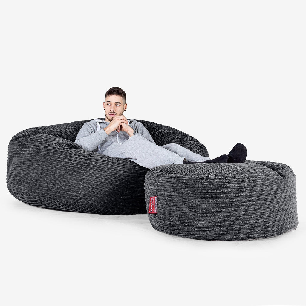 Mega Mammoth Bean Bag Sofa - Cord Black 02