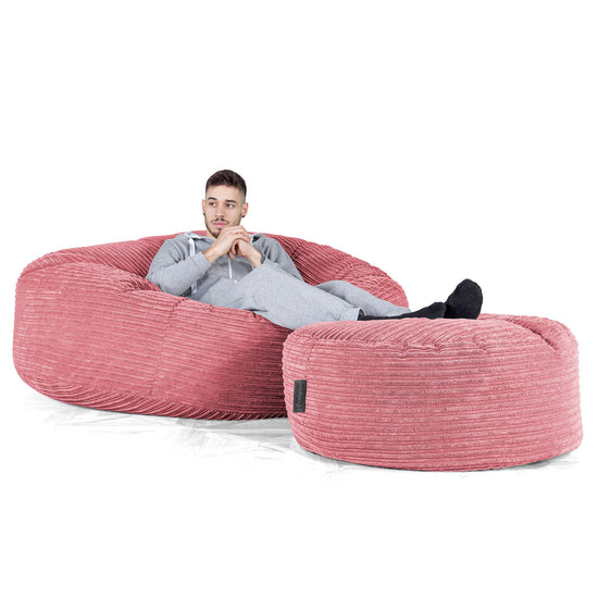 Mega Mammoth Bean Bag Sofa - Cord Coral Pink 02