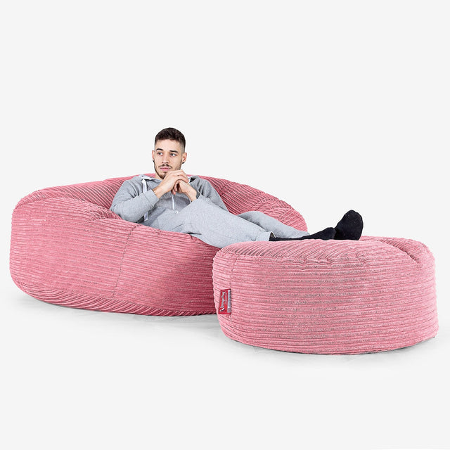 Mega Mammoth Bean Bag Sofa - Cord Coral Pink 02