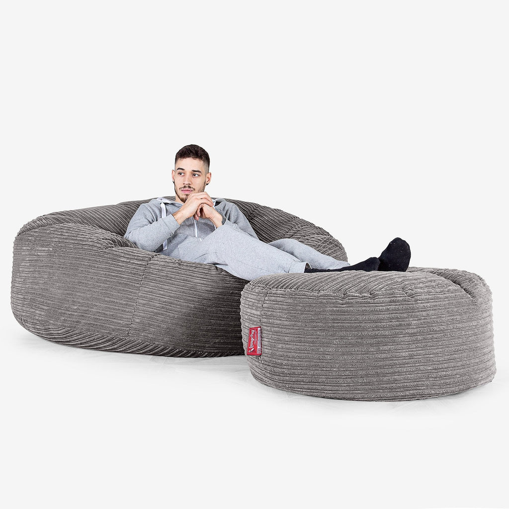Mega Mammoth Bean Bag Sofa - Cord Graphite Grey 02
