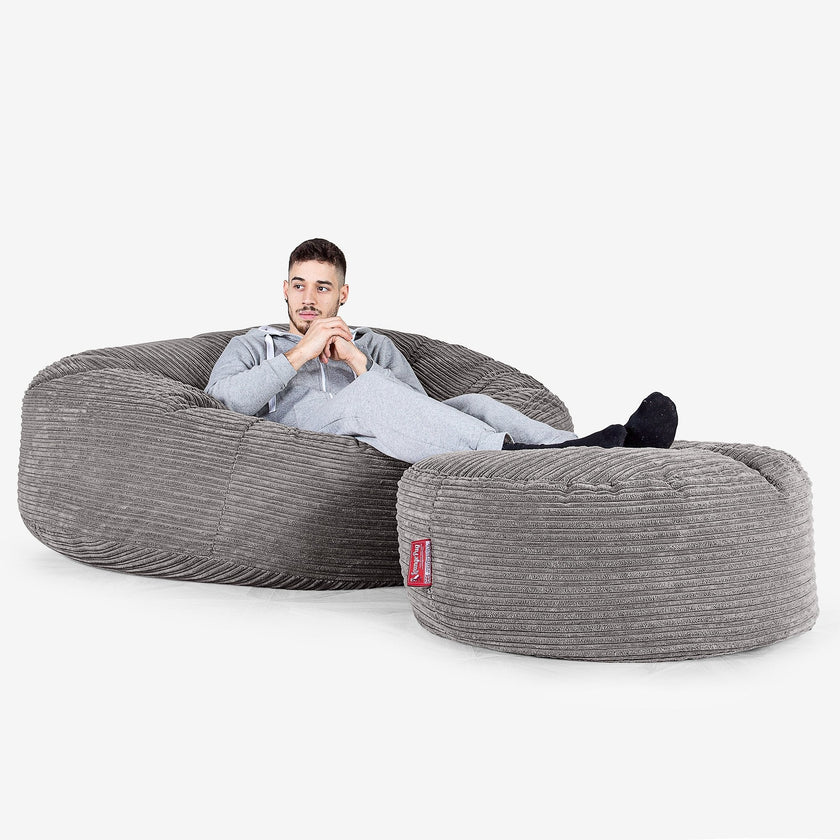 Lounge Pug Cord Giant Bean Bag Sofa Mega Mammoth Beanbag Graphite