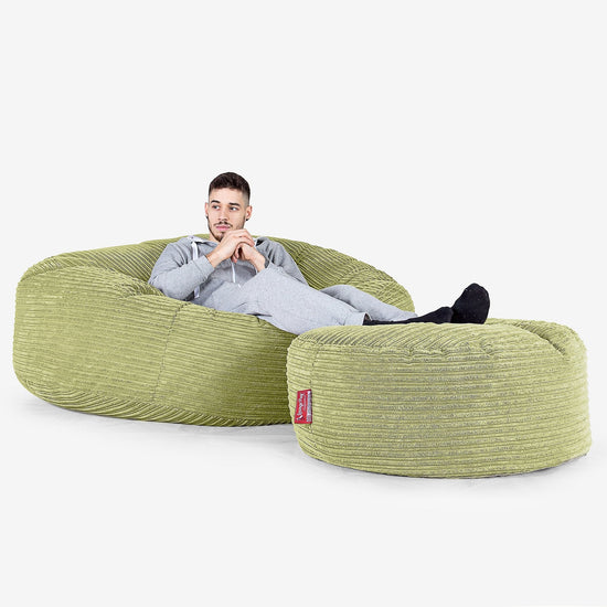 Mega Mammoth Bean Bag Sofa - Cord Lime Green 02