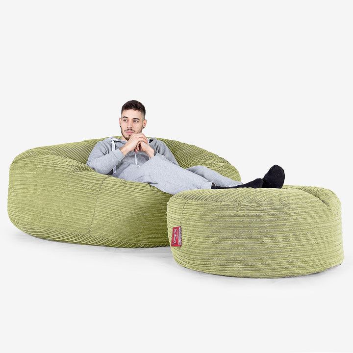 Mega Mammoth Bean Bag Sofa - Cord Lime Green 02