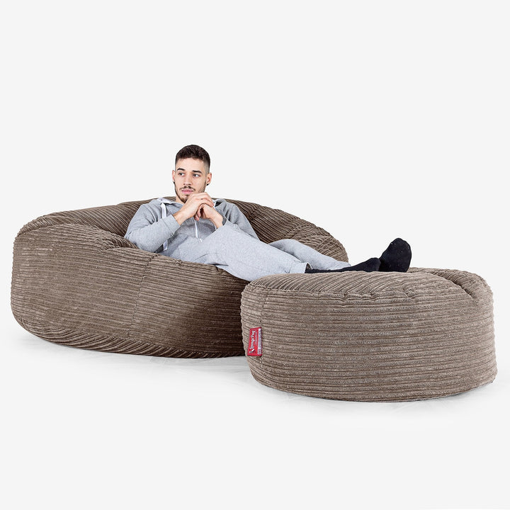 Mega Mammoth Bean Bag Sofa - Cord Mocha Brown 02