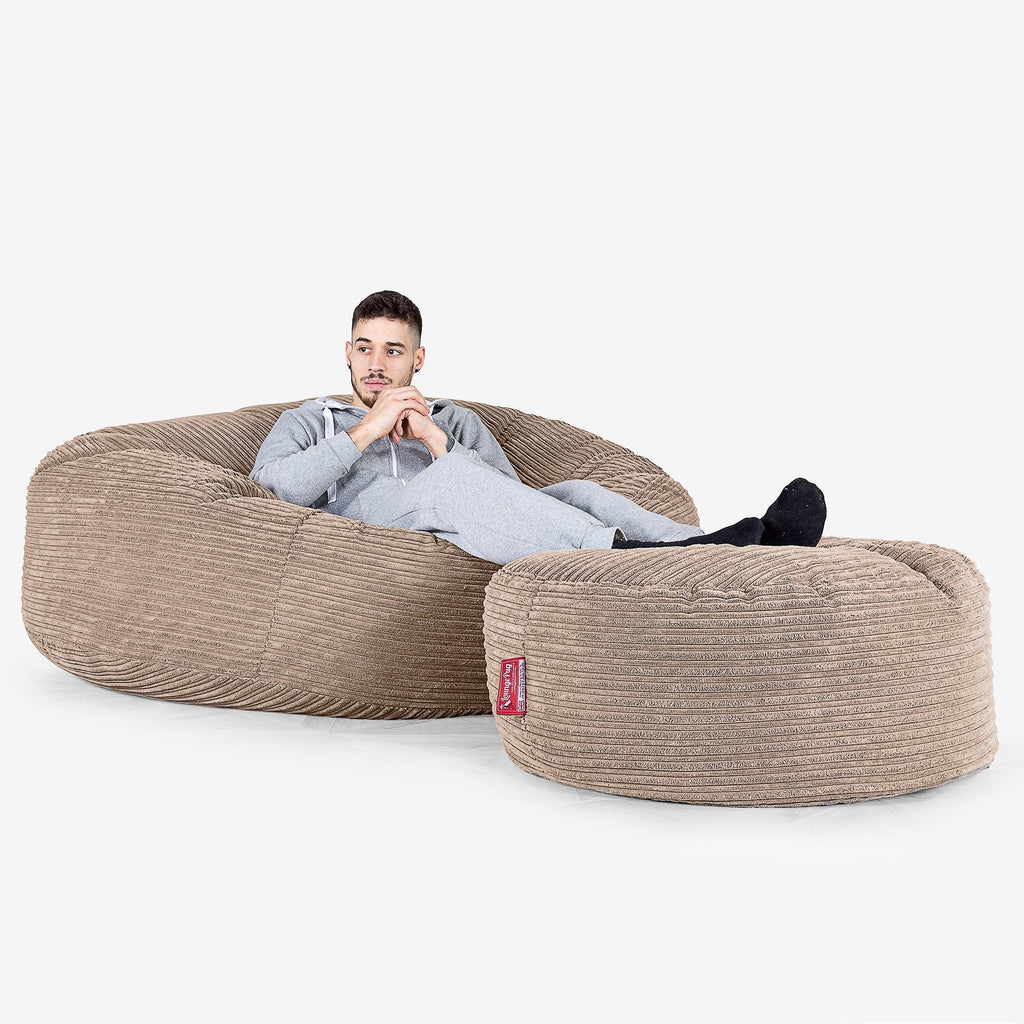 Mega Mammoth Bean Bag Sofa - Cord Sand 02