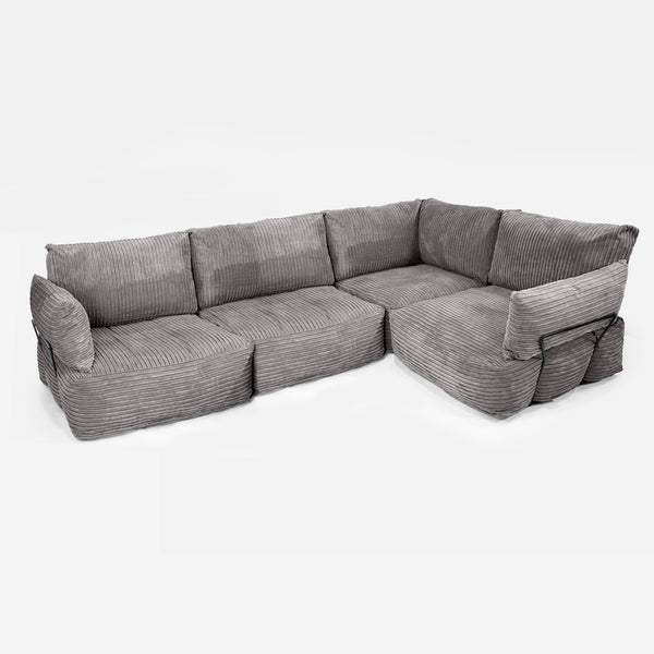 3 Seater Modular Corner Sofa - Cord Graphite Grey 01