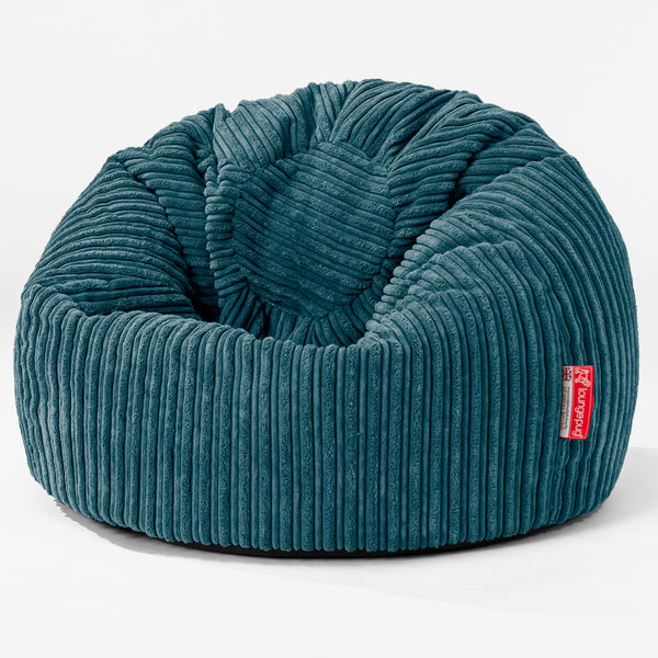 Children's Classic Bean Bag Chair - Cord Teal Blue 01