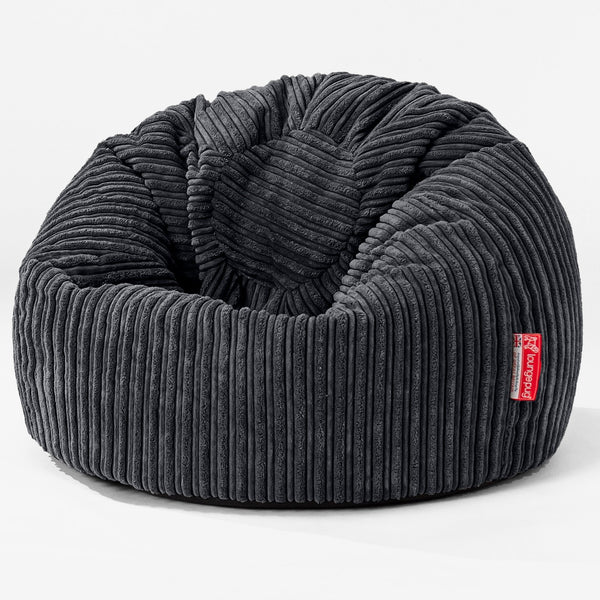 Children's Classic Bean Bag Chair - Cord Black 01