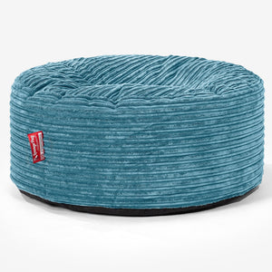 Large Round Pouffe - Cord Aegean Blue