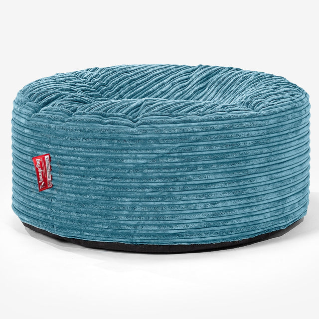 Large Round Pouffe - Cord Aegean Blue 01