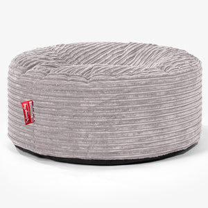 Large Round Pouffe - Cord Silver Grey