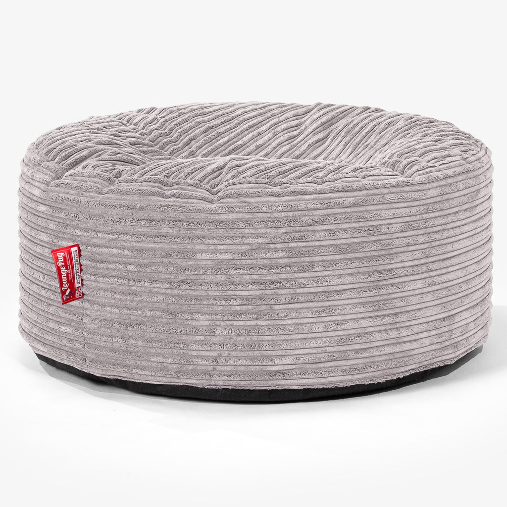 Large Round Pouffe - Cord Aluminium Silver 01