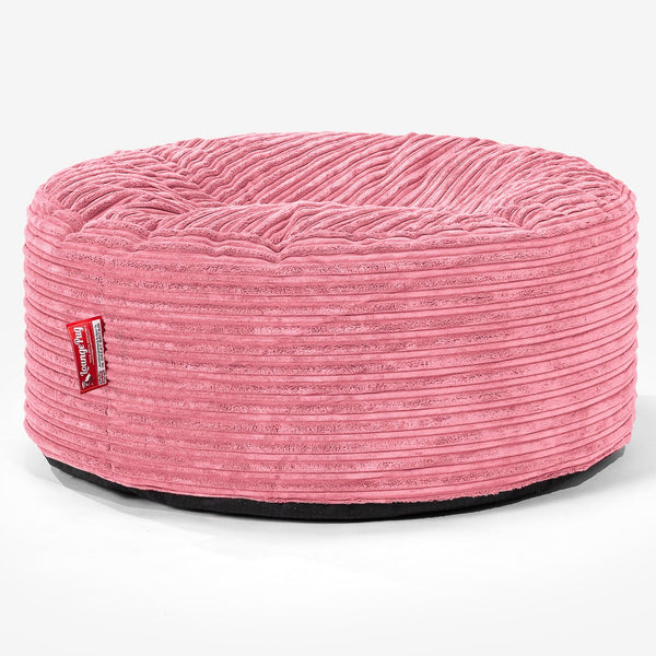 Large Round Pouffe - Cord Coral Pink 01