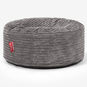 Large Round Pouffe - Cord Graphite Grey