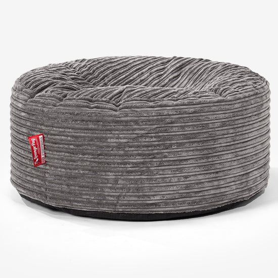 Large Round Pouffe - Cord Graphite Grey 01
