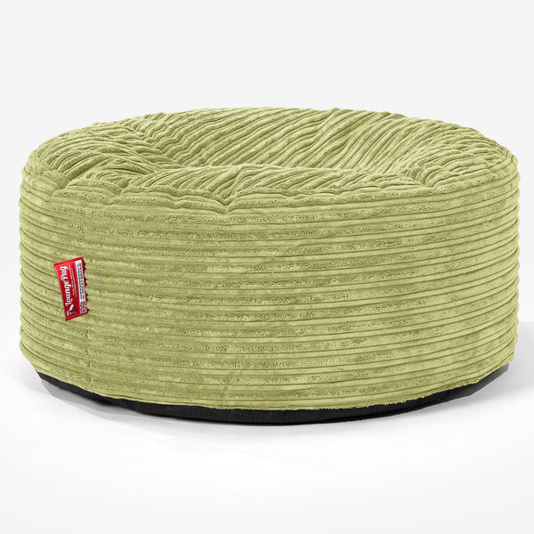 Large Round Pouffe - Cord Lime Green 01