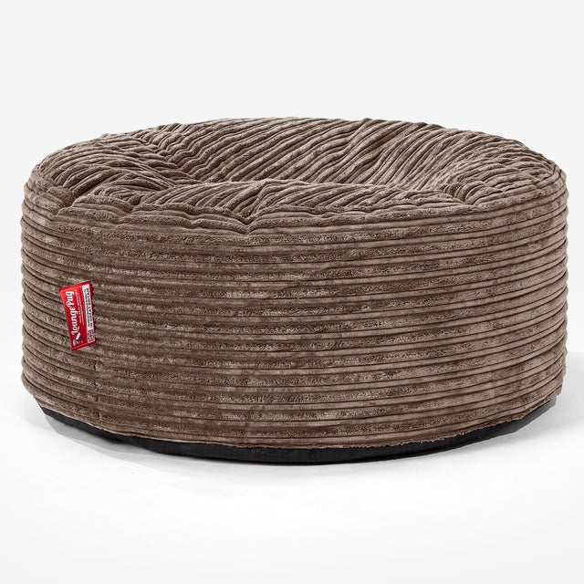 Large Round Pouffe - Cord Mocha Brown 01