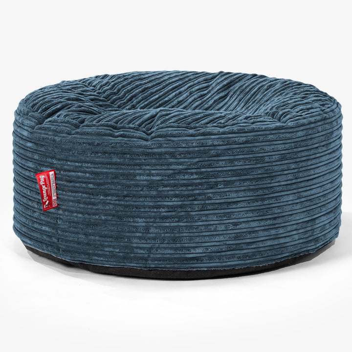 Large Round Pouffe - Cord Navy Blue 01