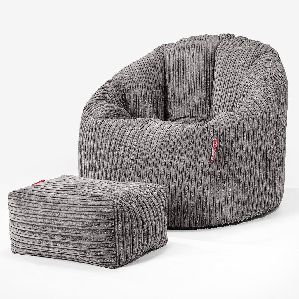 Cuddle Up Beanbag Chair - Cord Graphite Grey 02