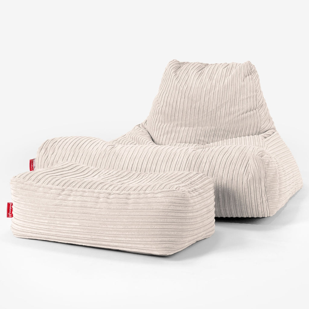 Mega Lounger Bean Bag - Cord Ivory 02