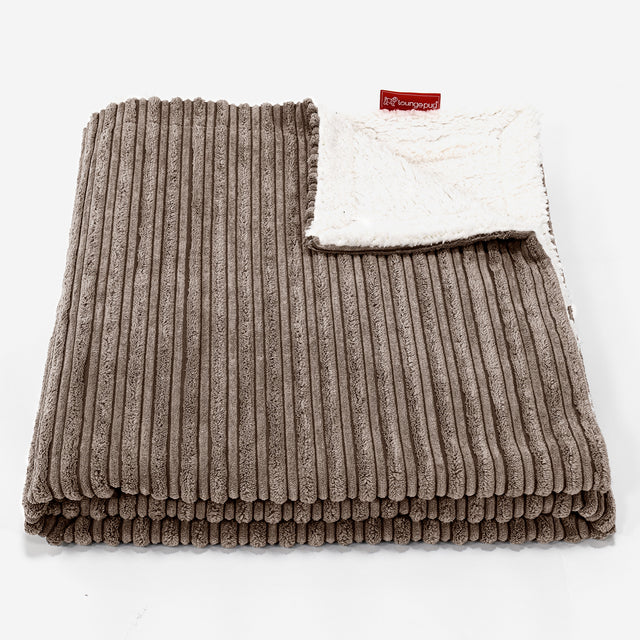 Sherpa Throw / Blanket - Cord Mocha Brown 01