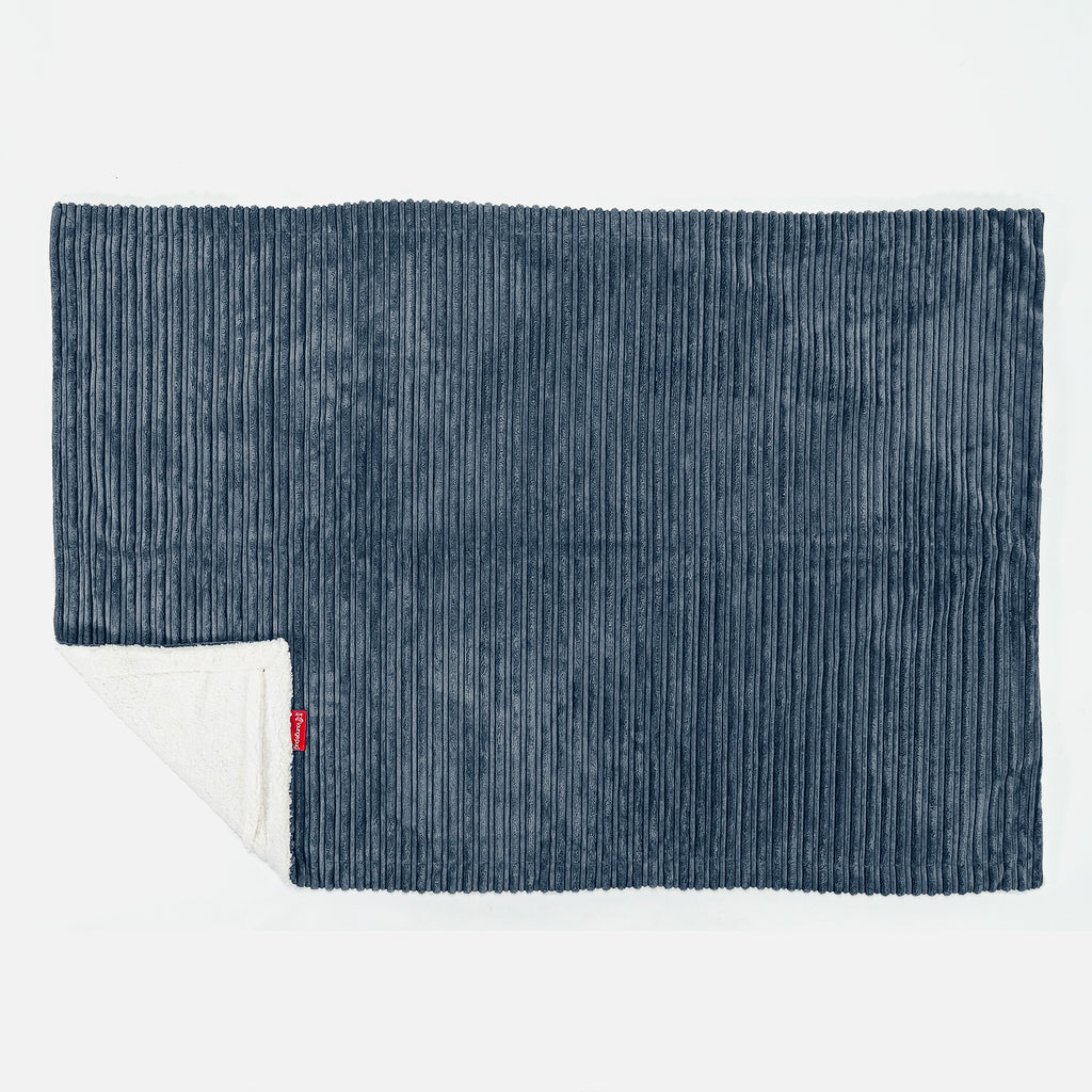 Sherpa Throw / Blanket - Cord Navy Blue 03