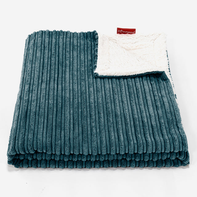 Sherpa Throw / Blanket - Cord Teal Blue 01