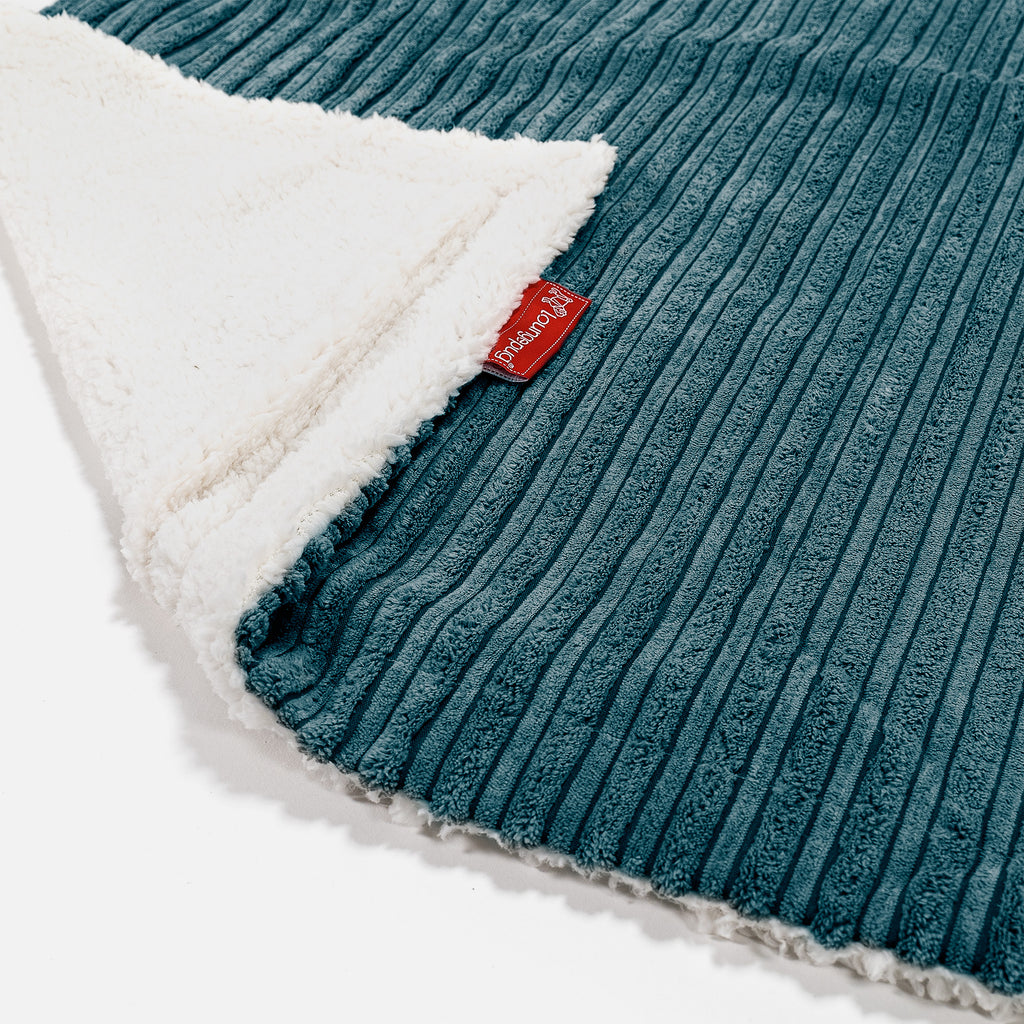 Sherpa Throw / Blanket - Cord Teal Blue 02