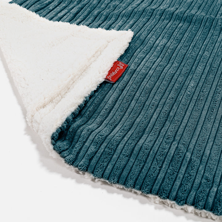 Lounge Pug Cord Teal Blue Sherpa Fleece Throw Blanket 100 X 140 cm Big Bertha Original UK