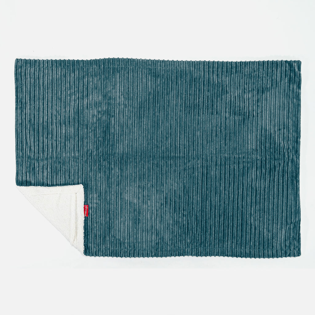 Sherpa Throw / Blanket - Cord Teal Blue 03