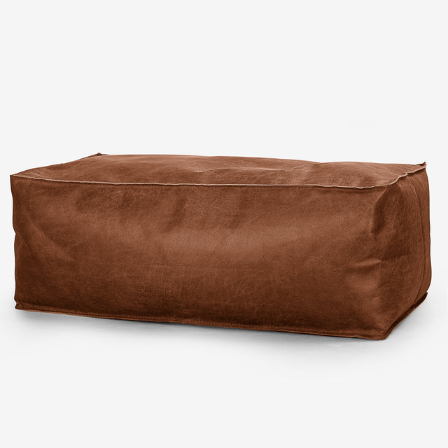 Large Footstool - Distressed Leather British Tan 01