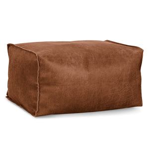 Small Footstool - Distressed Leather British Tan
