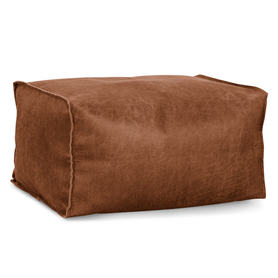 Small Footstool - Distressed Leather British Tan 01