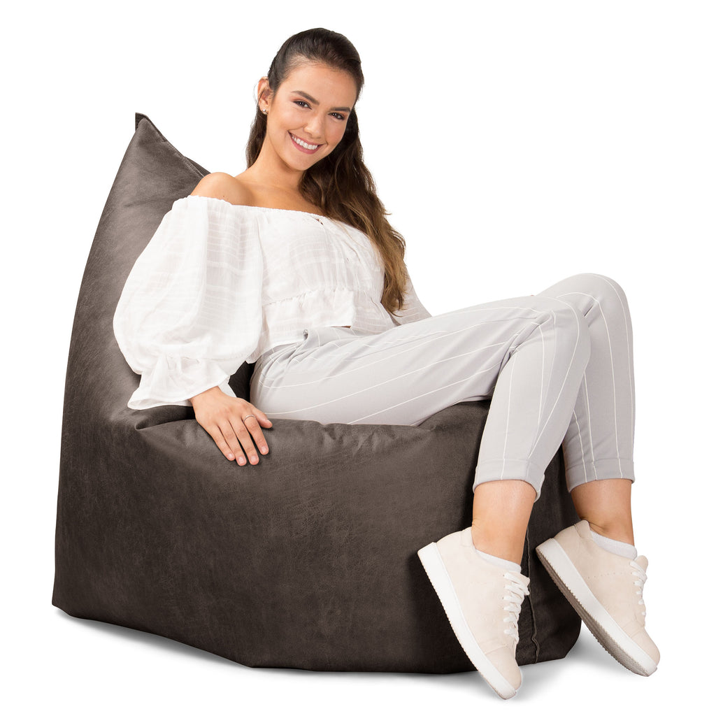 XL Pillow Beanbag - Distressed Leather Natural Slate 04