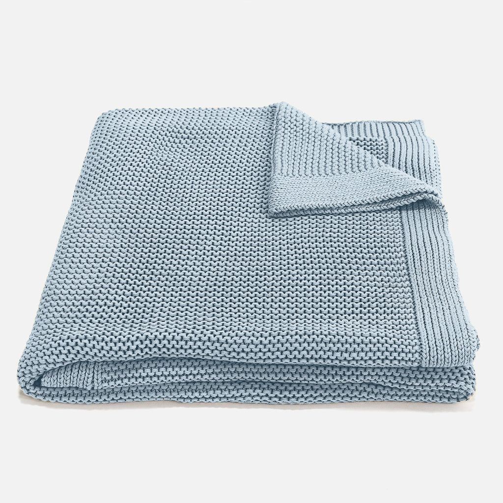 Throw / Blanket - 100% Cotton Ellos Misty Blue 01